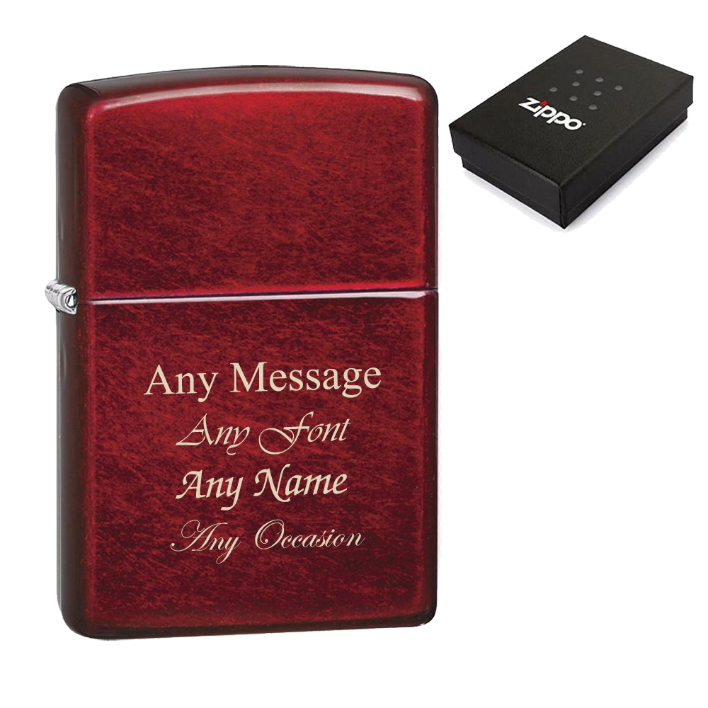 Engraved Candy Apple Red Official Zippo Windproof Lighter Image 2