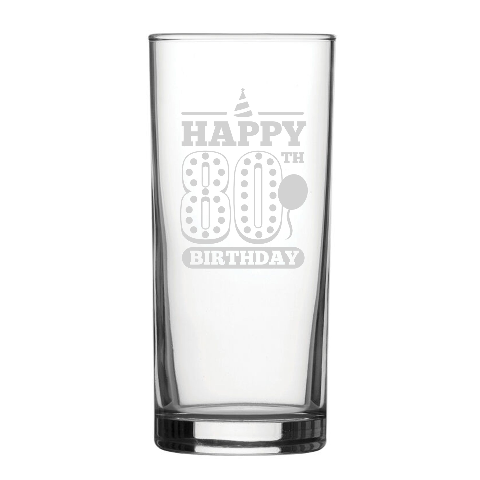 Happy 80th Birthday - Engraved Novelty Hiball Glass Image 2