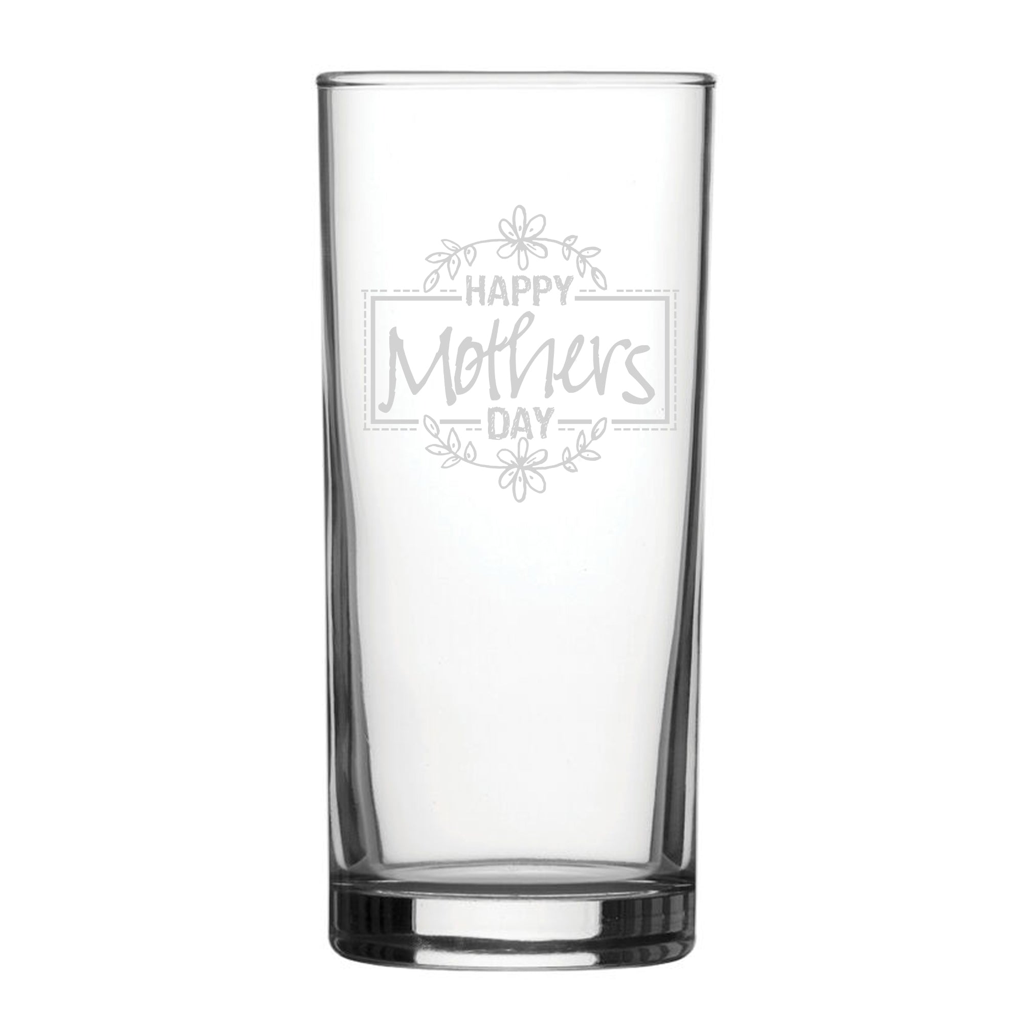 Happy Mothers Day Floral Design - Engraved Novelty Hiball Glass Image 2