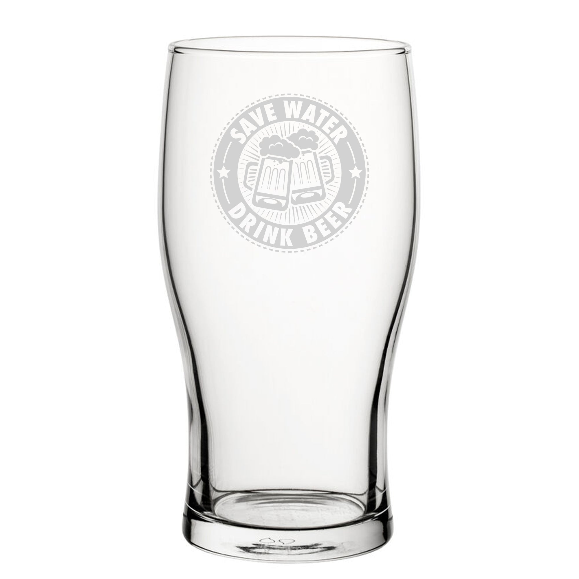 Save Water, Drink Beer - Engraved Novelty Tulip Pint Glass Image 2