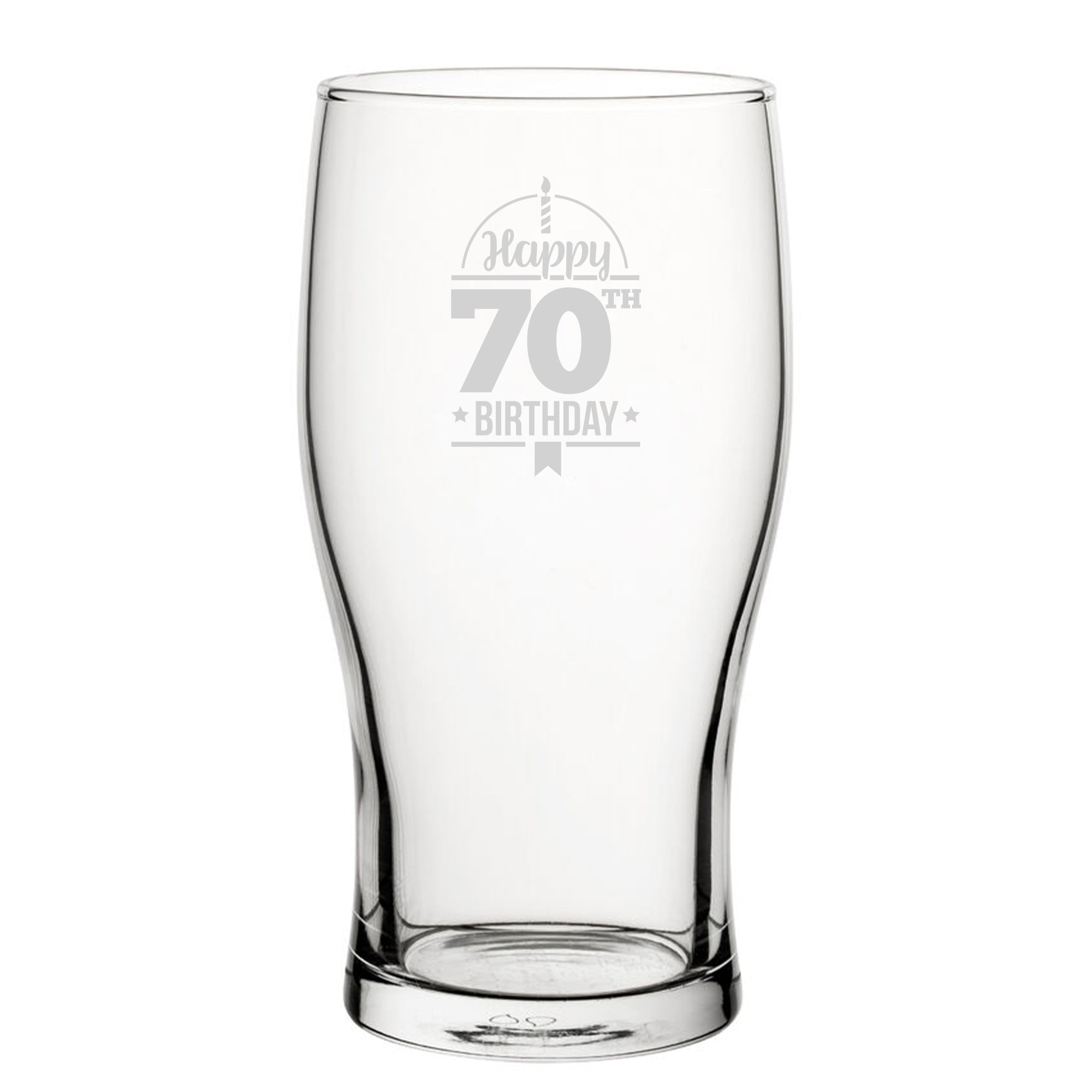 Happy 70th Birthday - Engraved Novelty Tulip Pint Glass Image 2