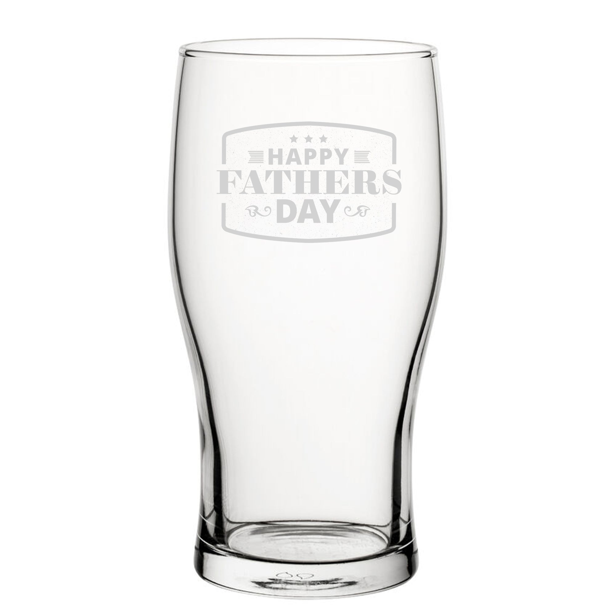 Happy Fathers Day Bordered Design - Engraved Novelty Tulip Pint Glass Image 2