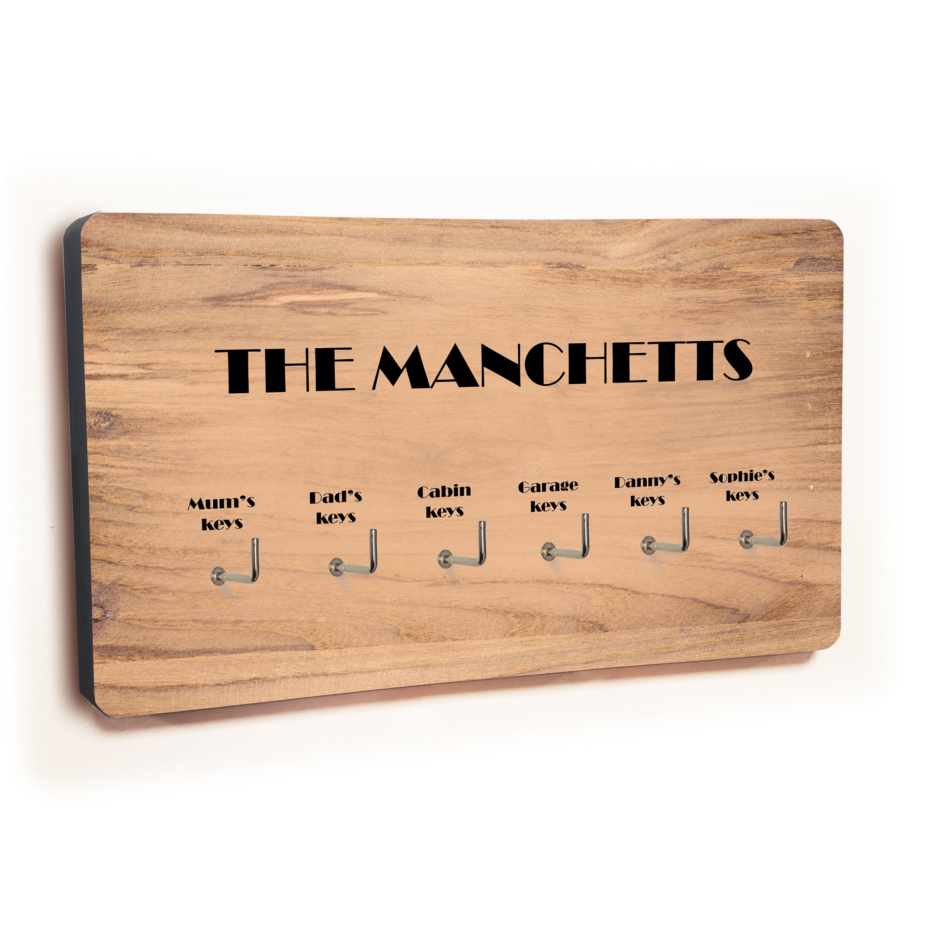 Personalised Novelty 6 hook key holder - Medium wood Image 1