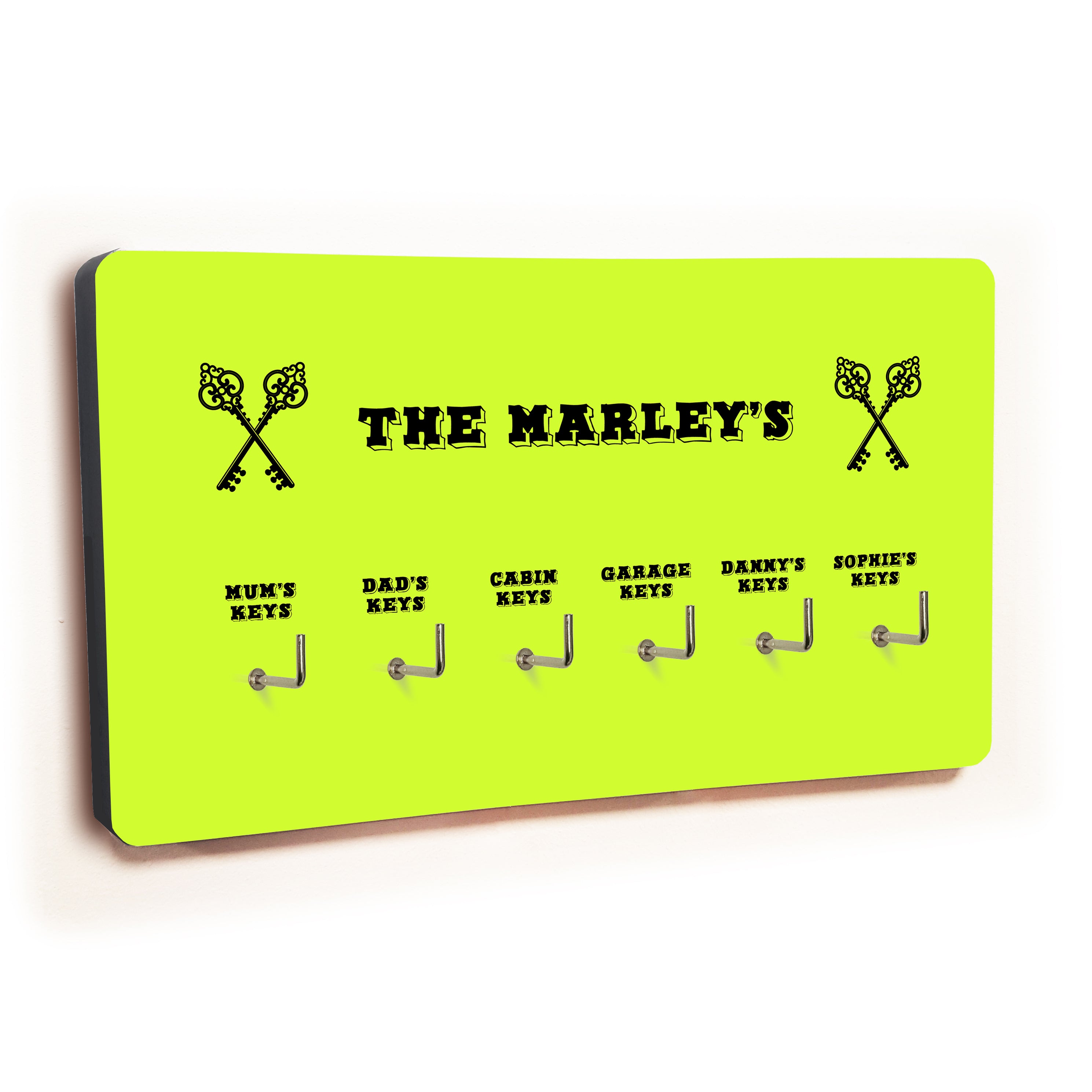 Personalised Novelty Green 6 hook key holder - Cross keys Image 1