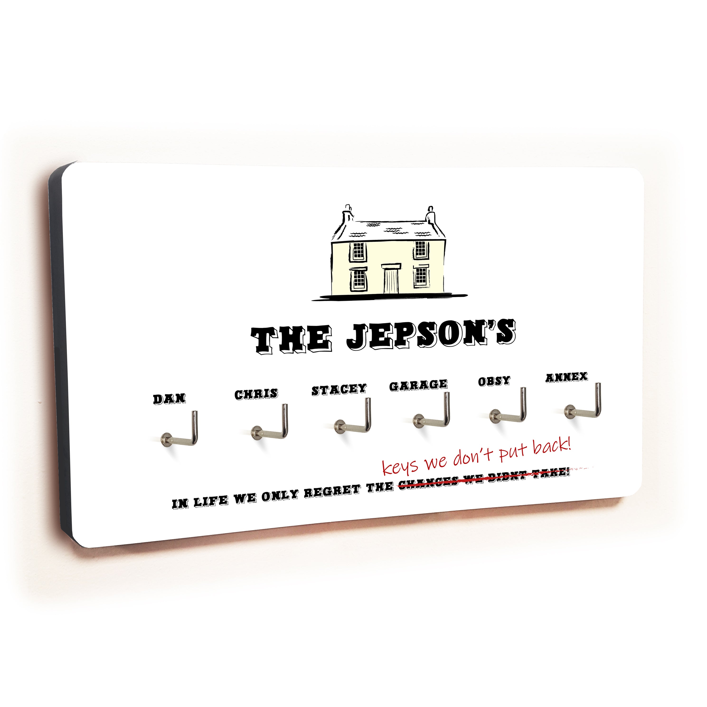 Personalised Novelty White 6 hook key holder - House Image 2