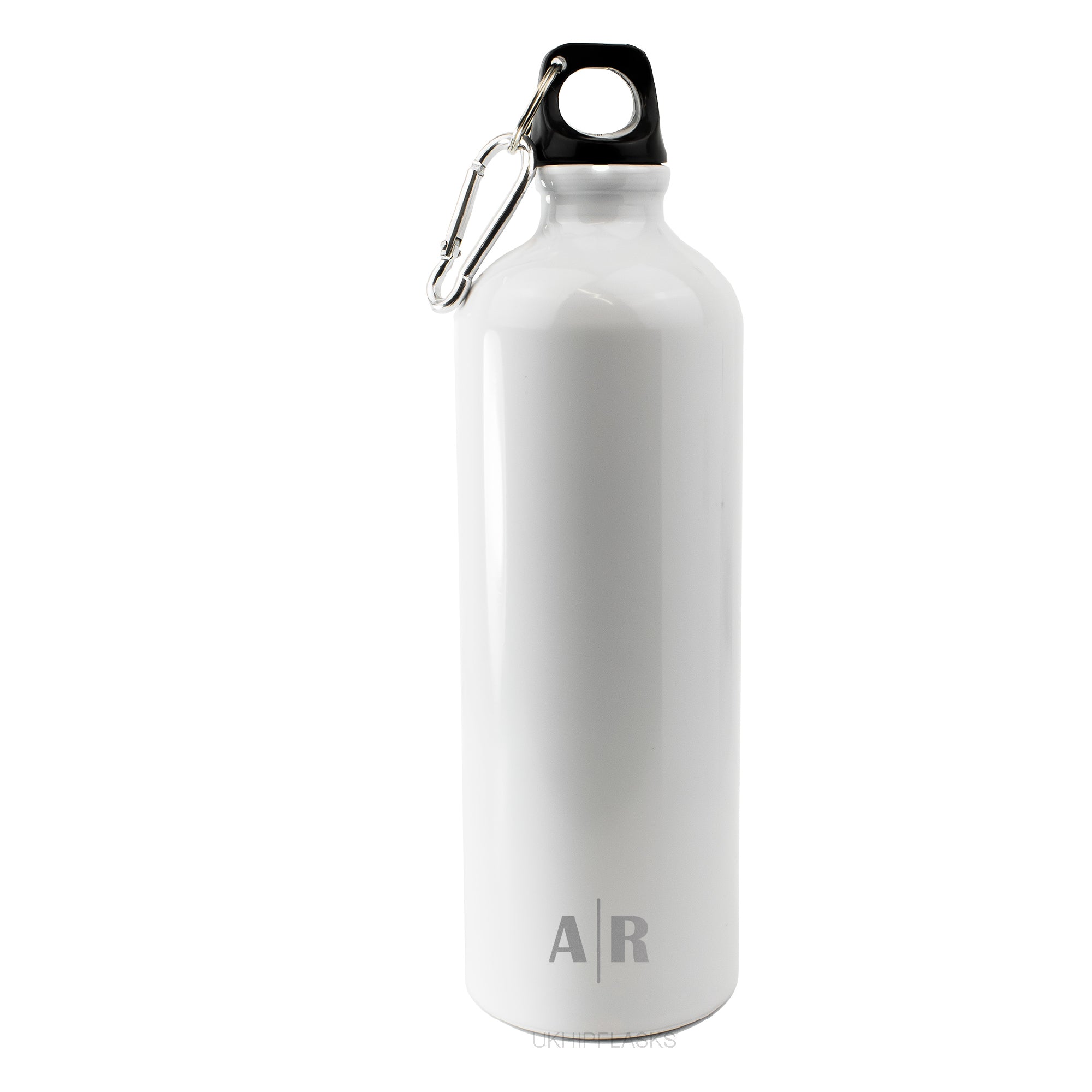 Engraved White Sports Bottle with Initials Image 1