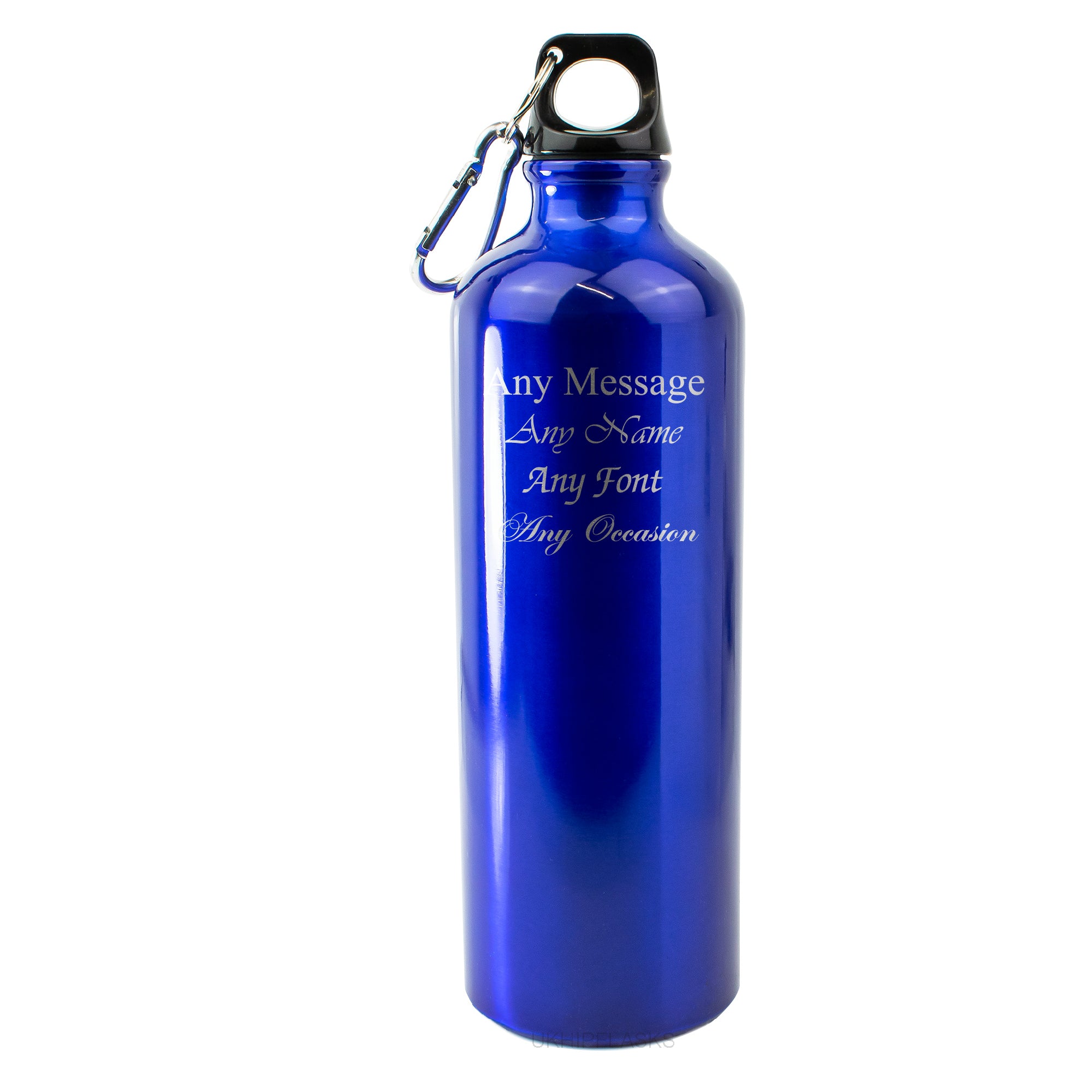 Engraved Blue Sports Bottle with any message Image 2