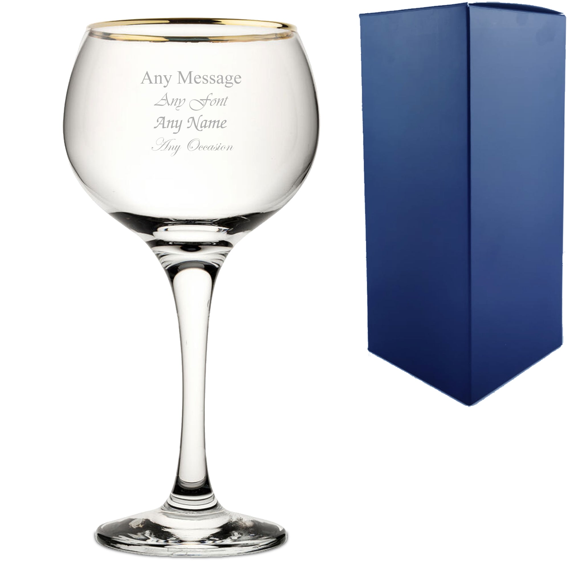 Engraved 19.7oz Gold Rim Ambassador Gin Balloon Glass Image 1