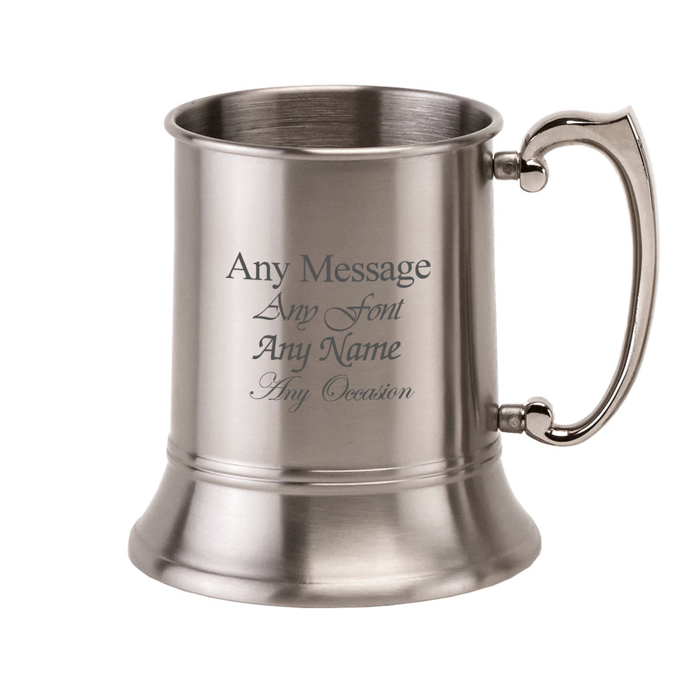 Engraved 20oz Pint Satin Stainless Steel Tankard Image 1