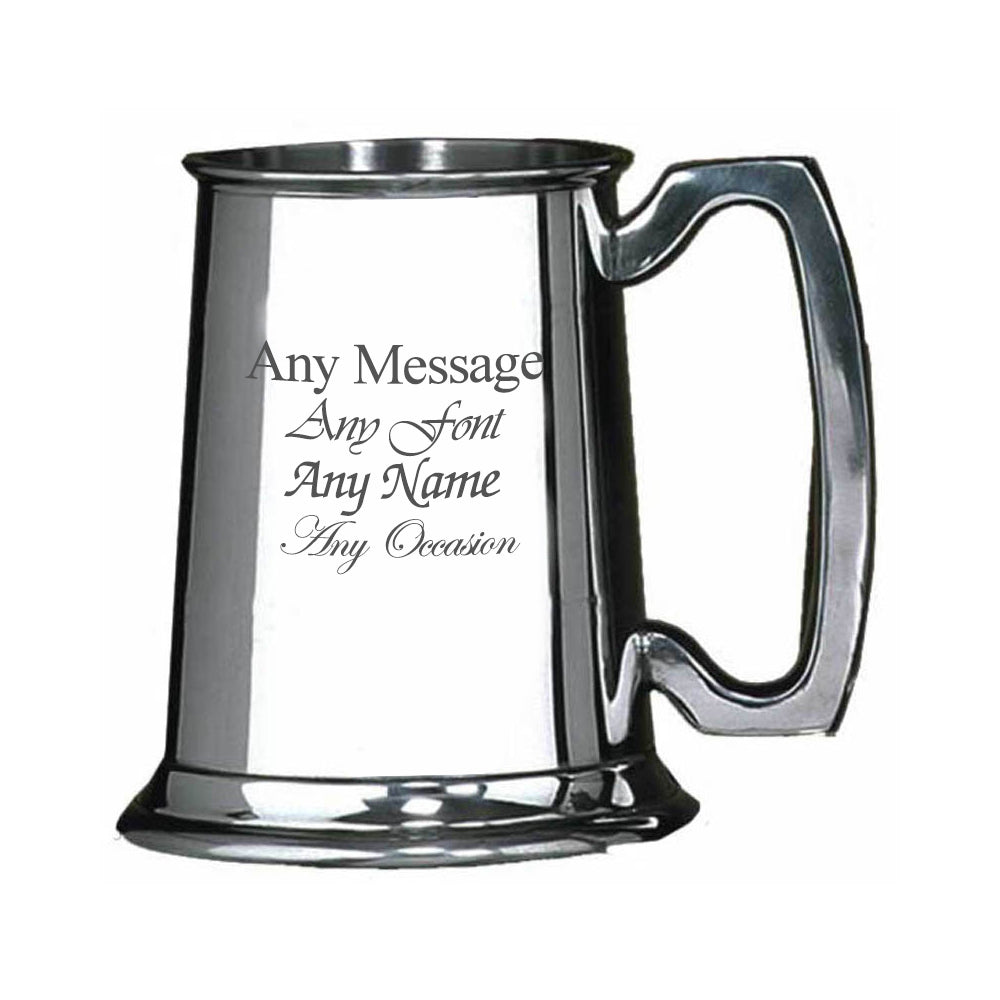 Engraved 20oz Pint Plain Pewter Tankard Image 1