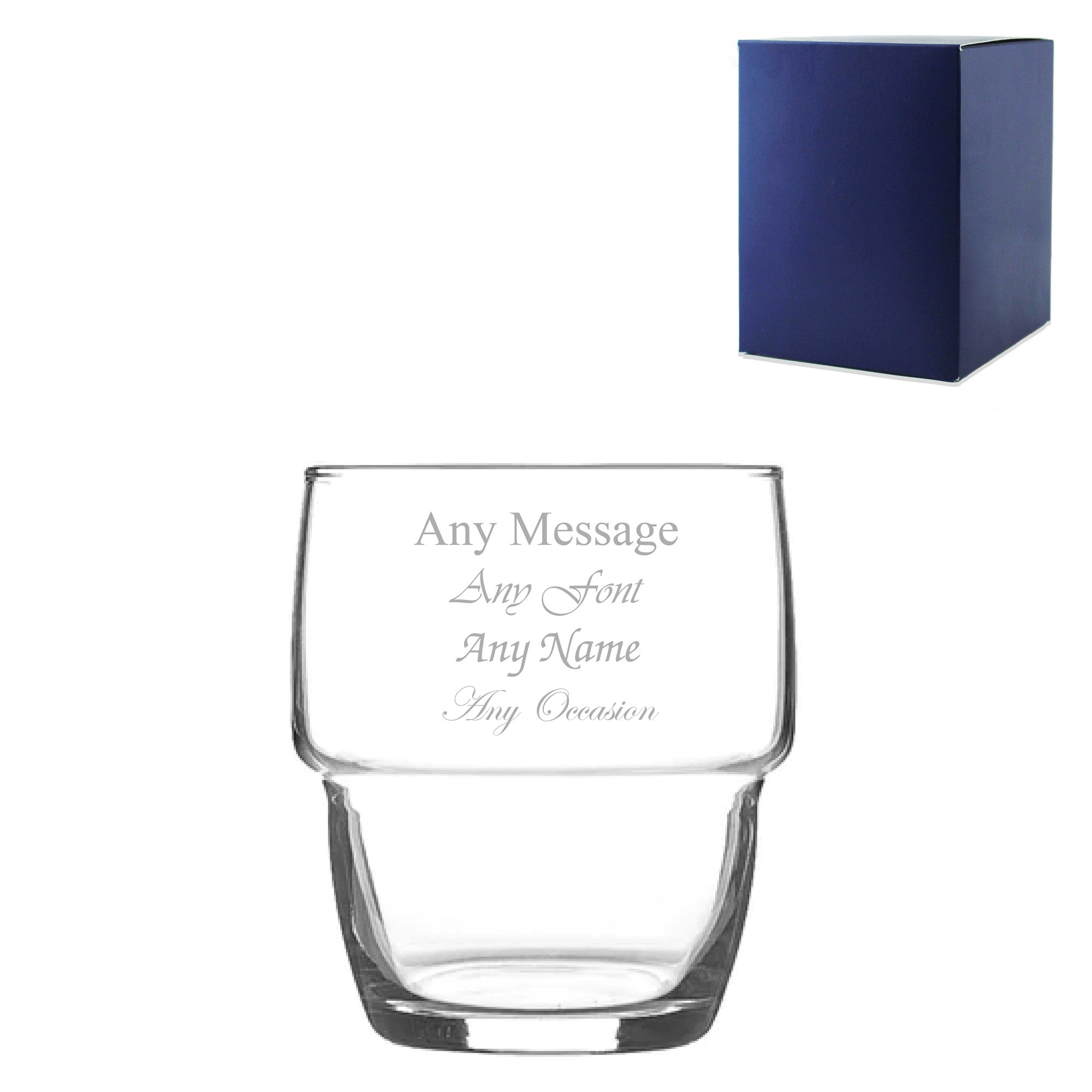 Engraved 285ml Stacking Tumbler Glass with Gift Box Image 1