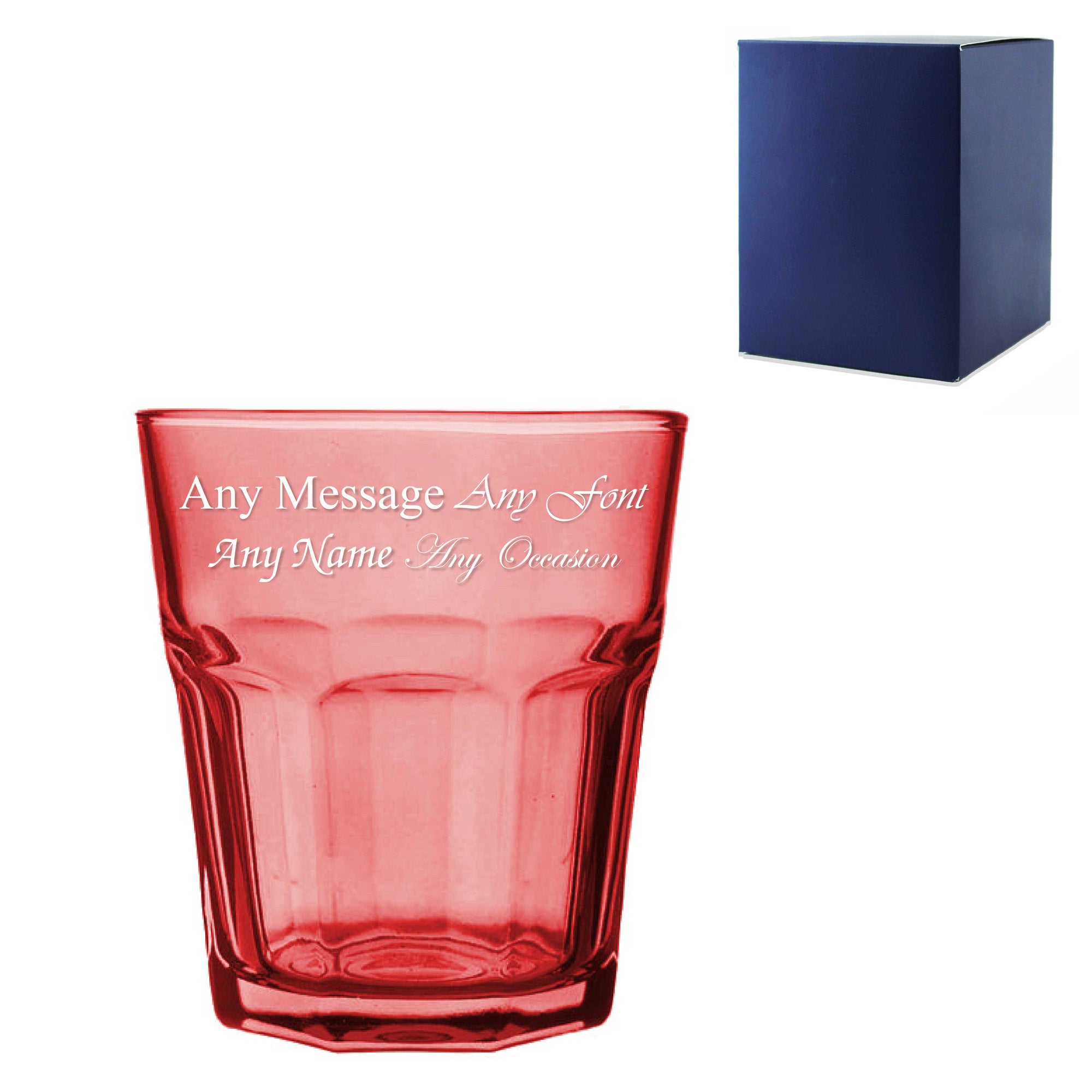 Engraved 305ml Red Coloured Water Glass with Gift Box Image 1