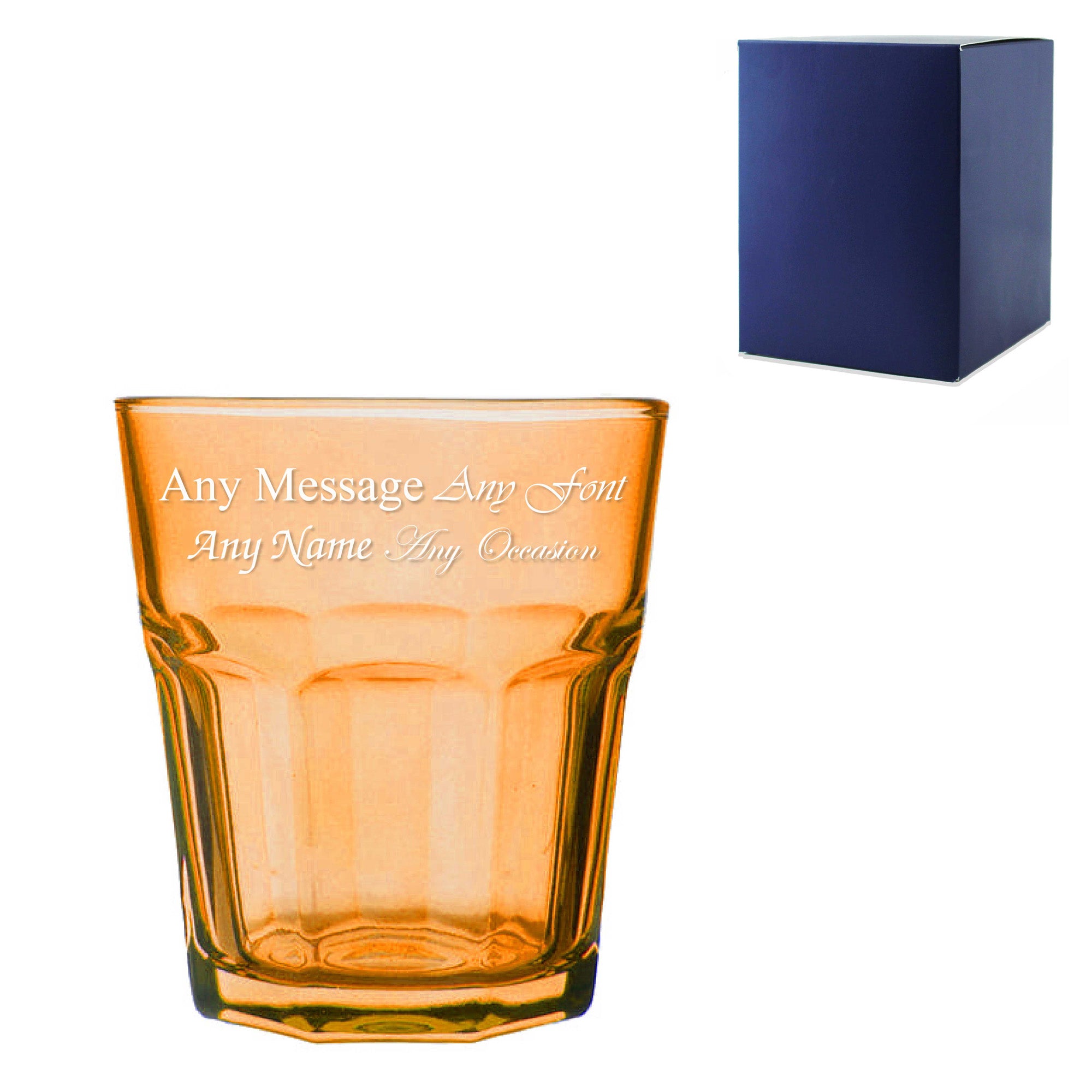 Engraved 305ml Orange Coloured Water Glass with Gift Box Image 1