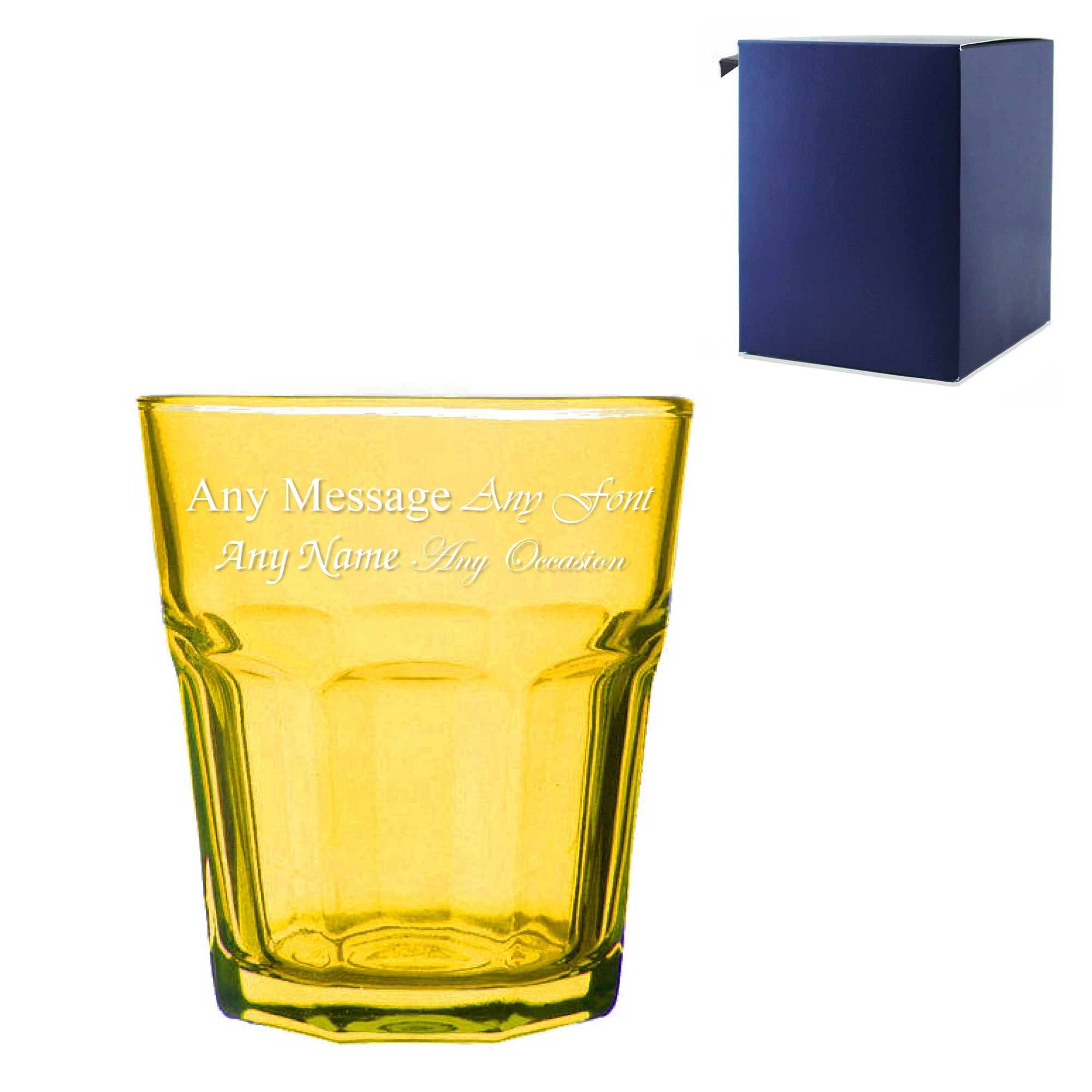 Engraved 305ml Yellow Coloured Water Glass with Gift Box Image 2