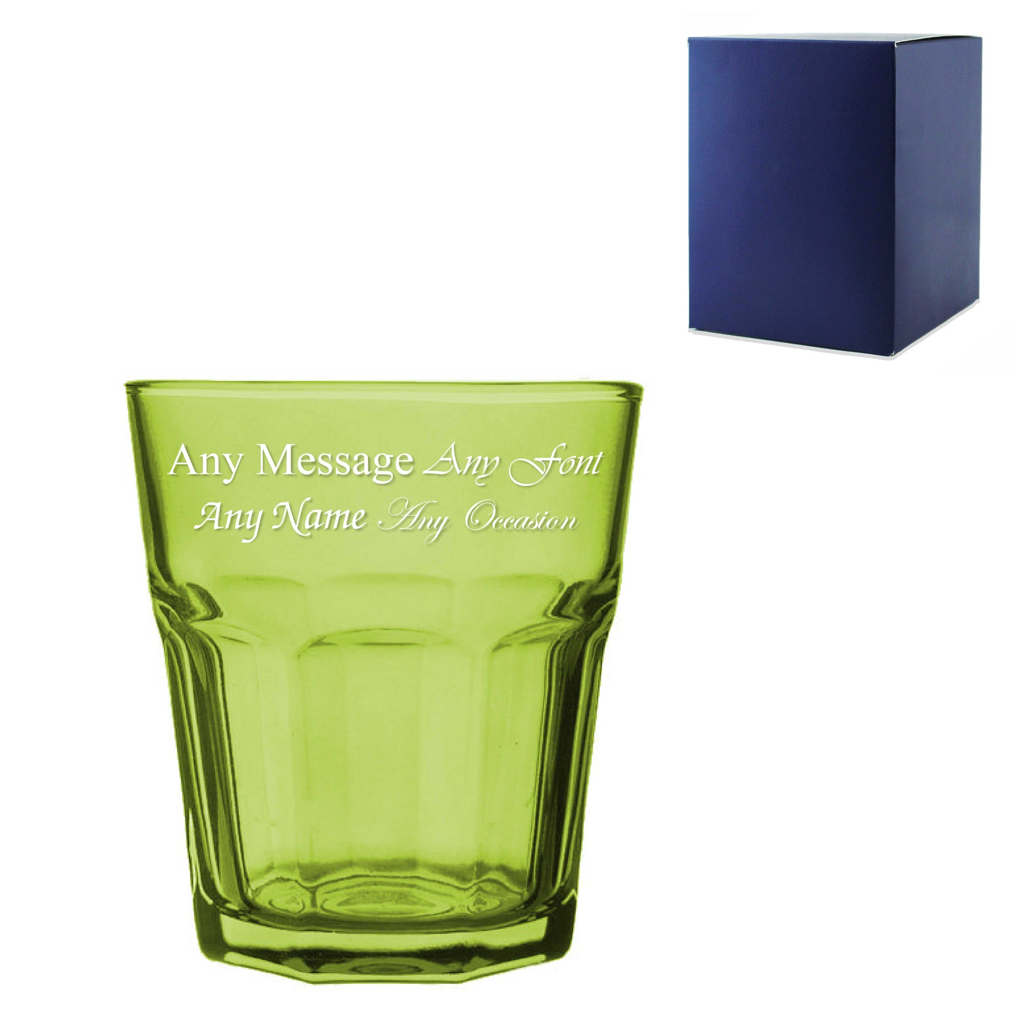 Engraved 305ml Green Coloured Water Glass with Gift Box Image 2