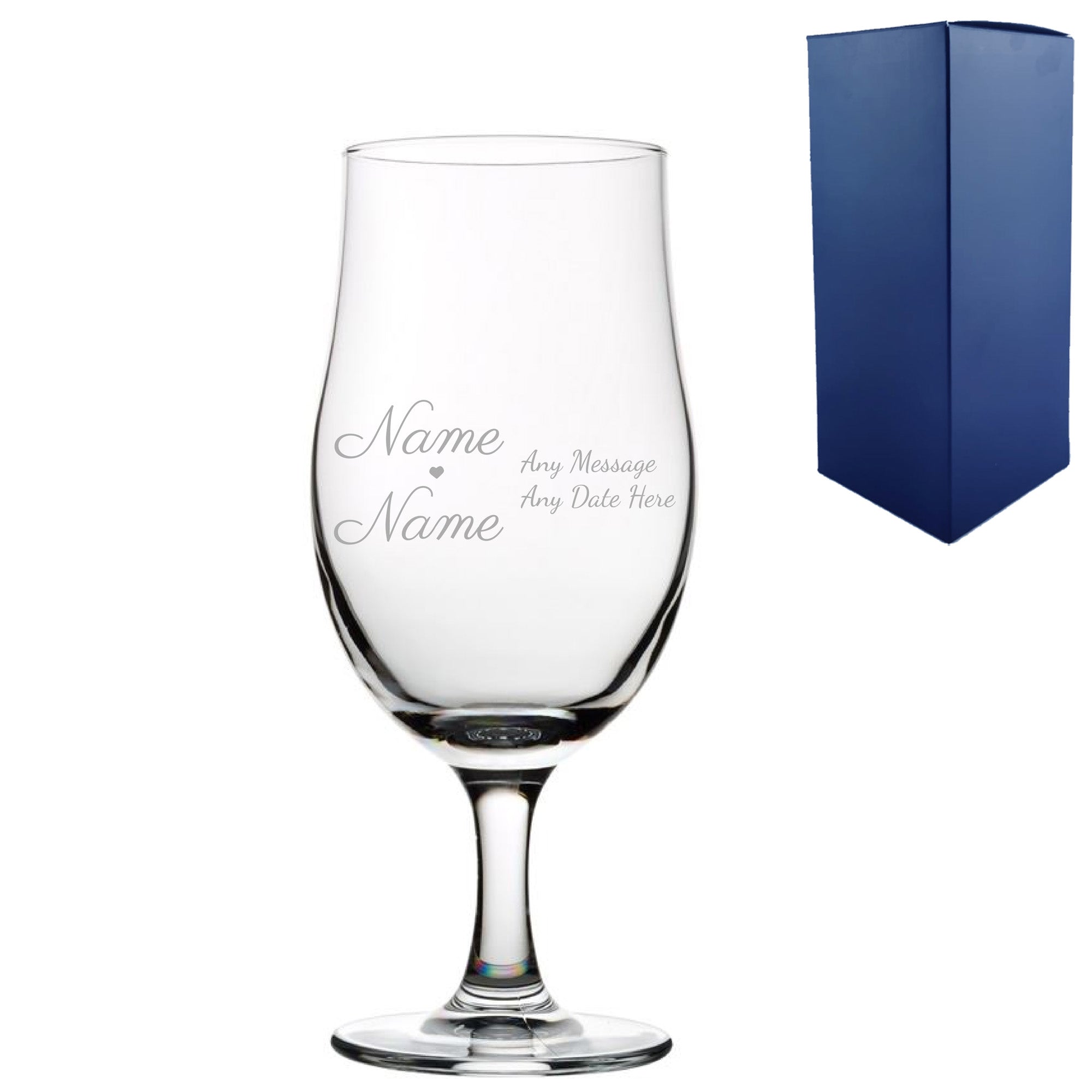 Engraved Wedding Draft Stemmed Beer Glass, Gift Boxed Image 2