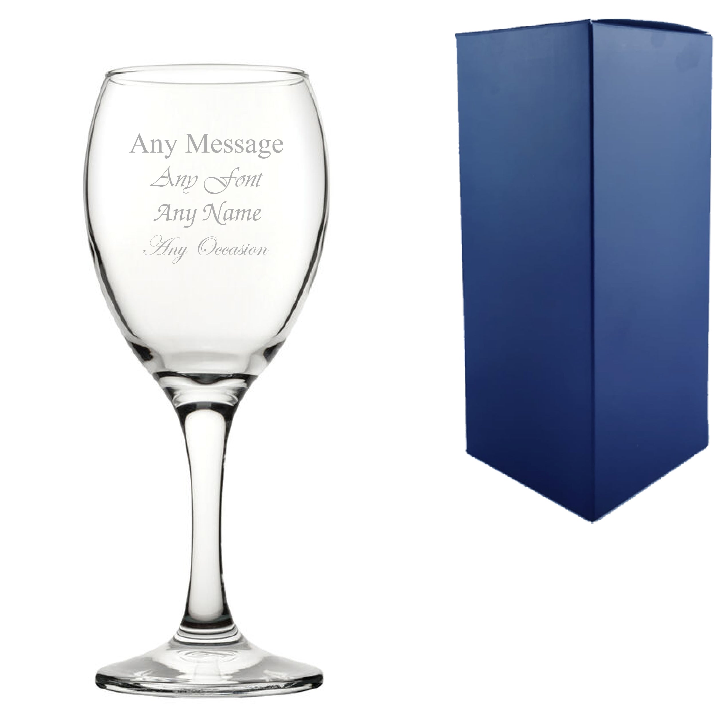 Engraved 8.7oz/258ml Pure Wine Glass, Any Message for Any Occasion Image 1