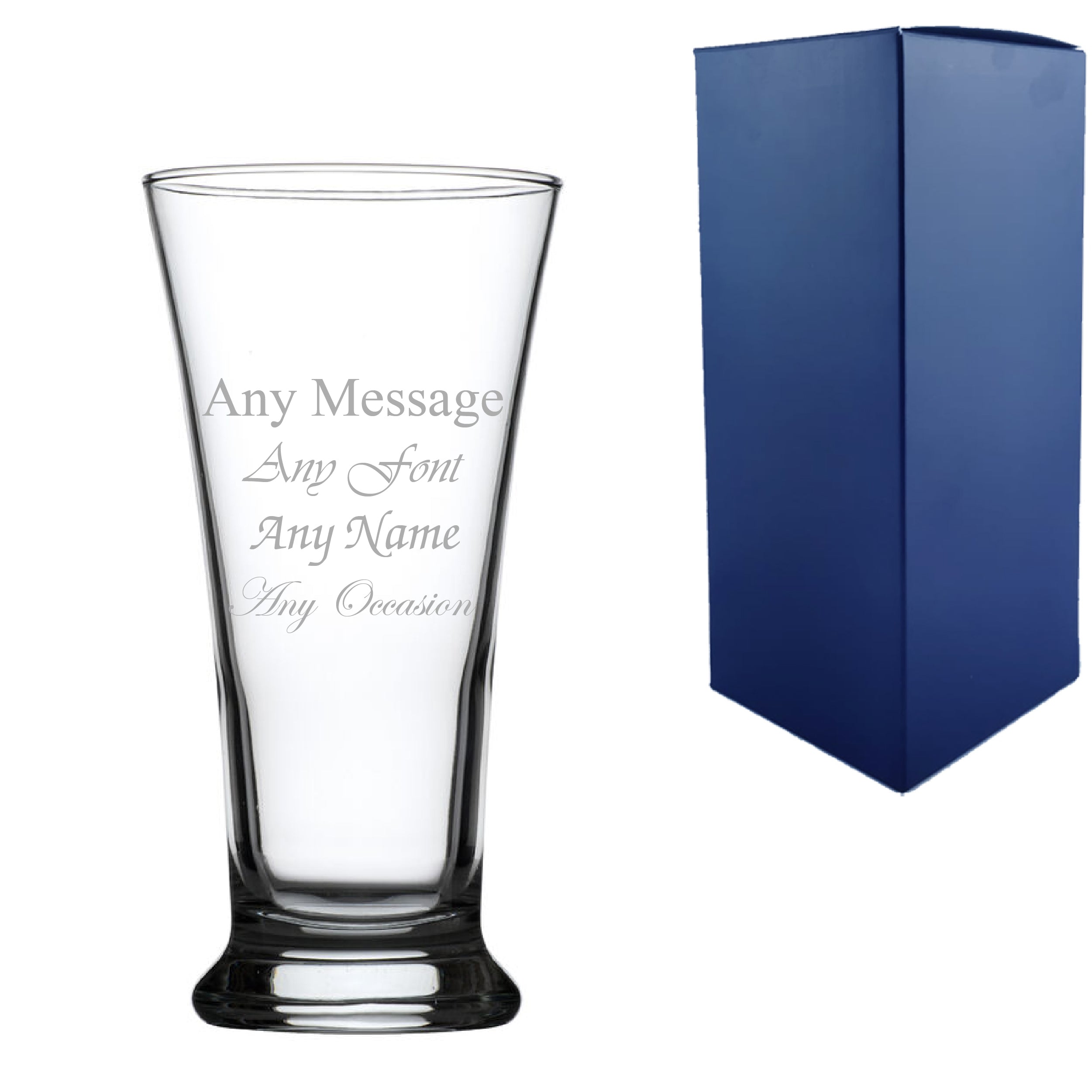 Engraved 10oz/295ml EuroPilsner Flute Beer Glass, Any Message for Any Occasion Image 1