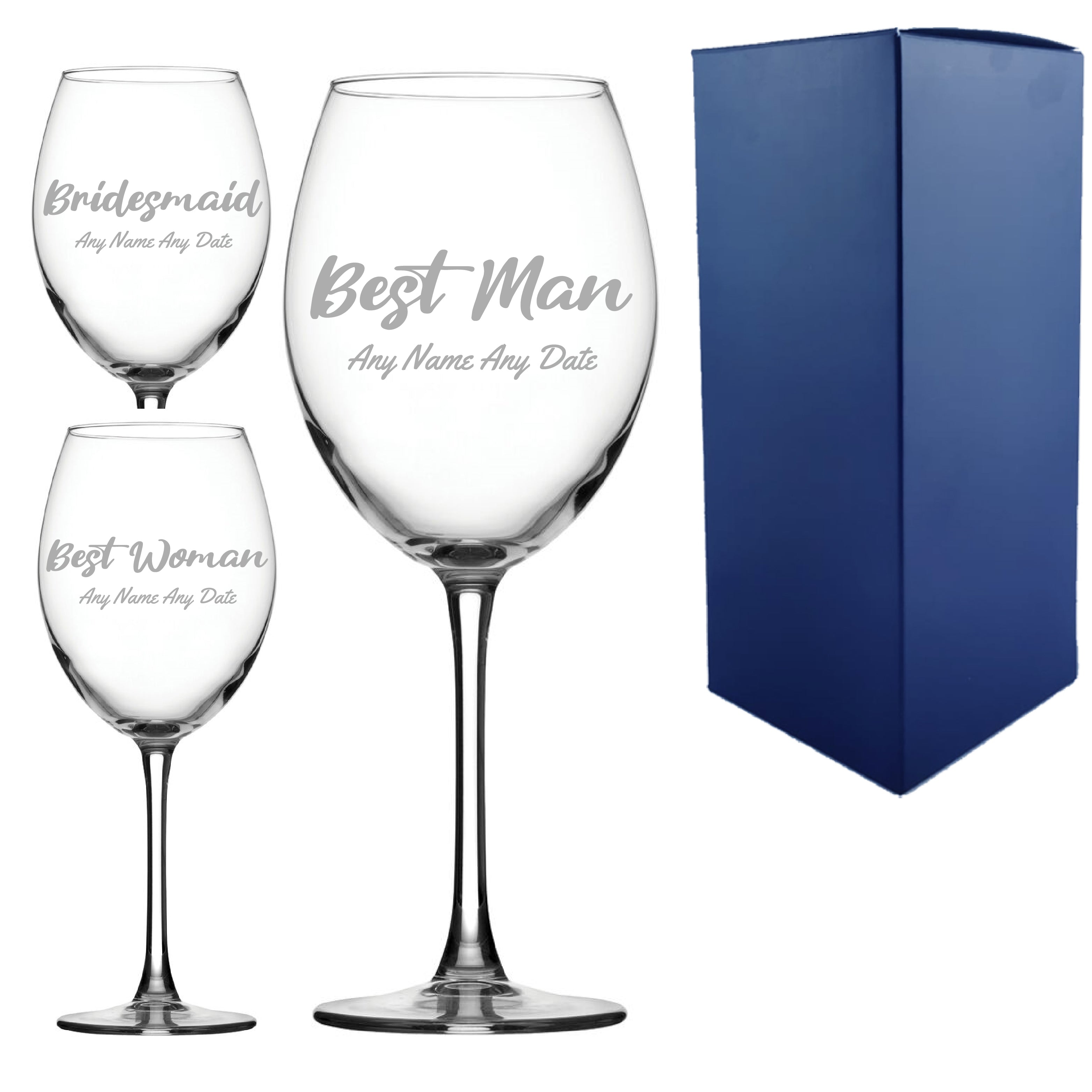 Engraved Wedding Guest Wine Glass, Any Text, 16.7oz Enoteca Glass, Script Font Image 1