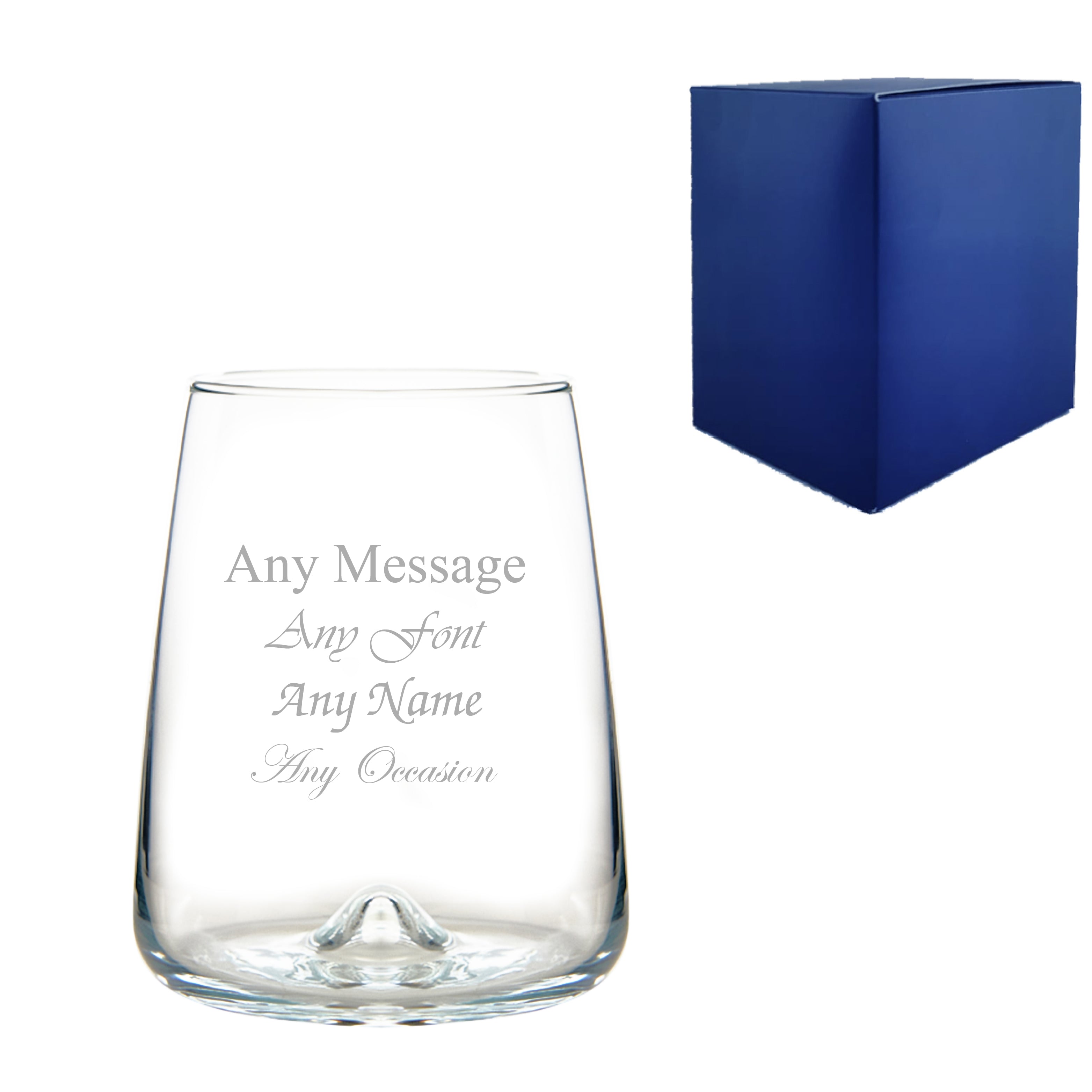 Engraved Terra Tumbler Glass, 12oz, Inverted Base, Any Message Image 1