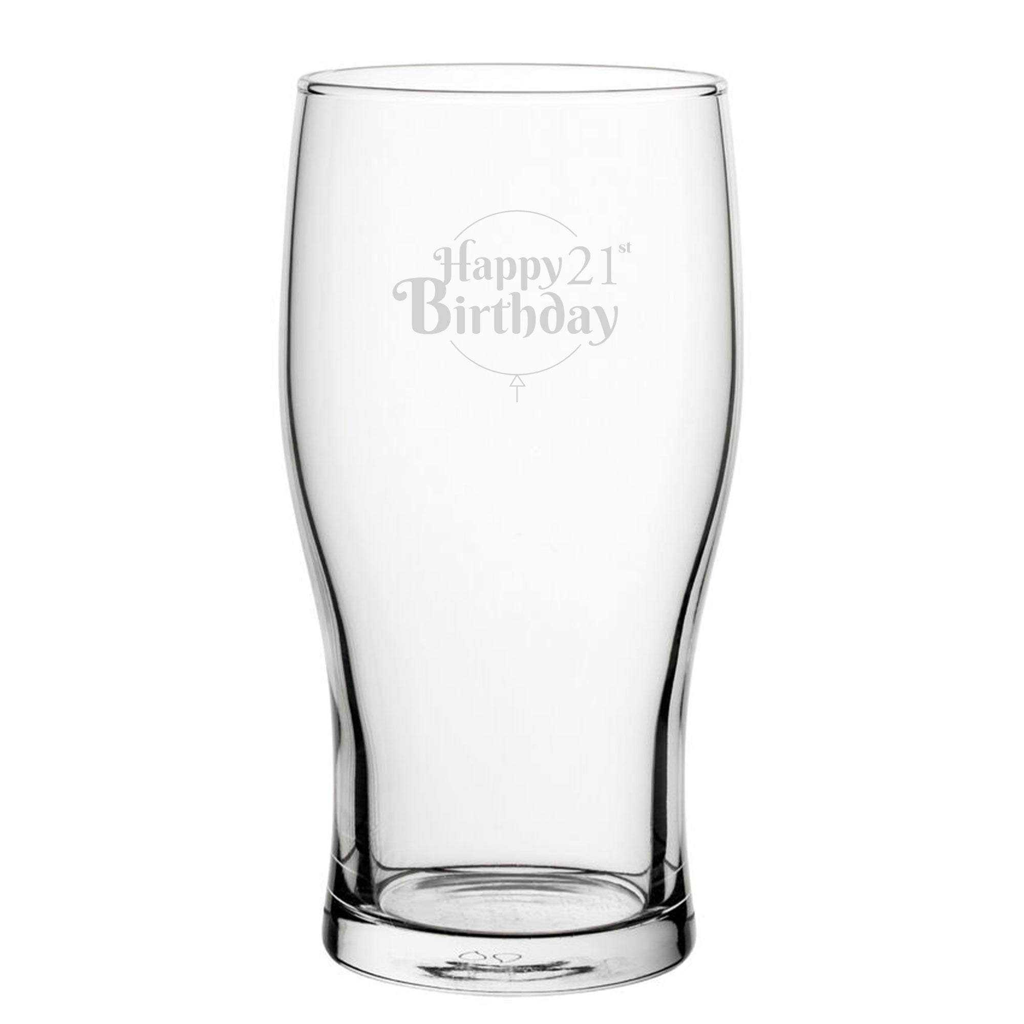 Happy 21st Birthday Balloon Design - Engraved Novelty Tulip Pint Glass Image 2