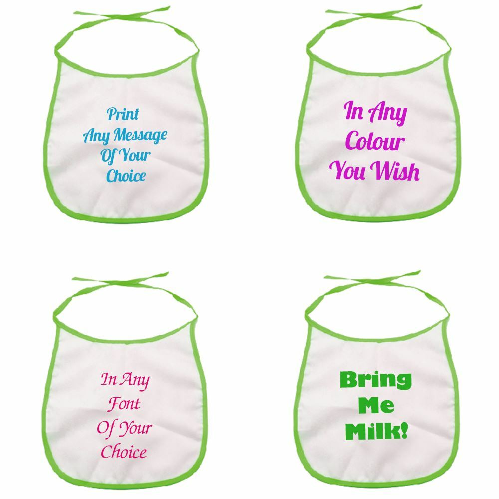 Personalised Printed Green Baby Bib Image 2