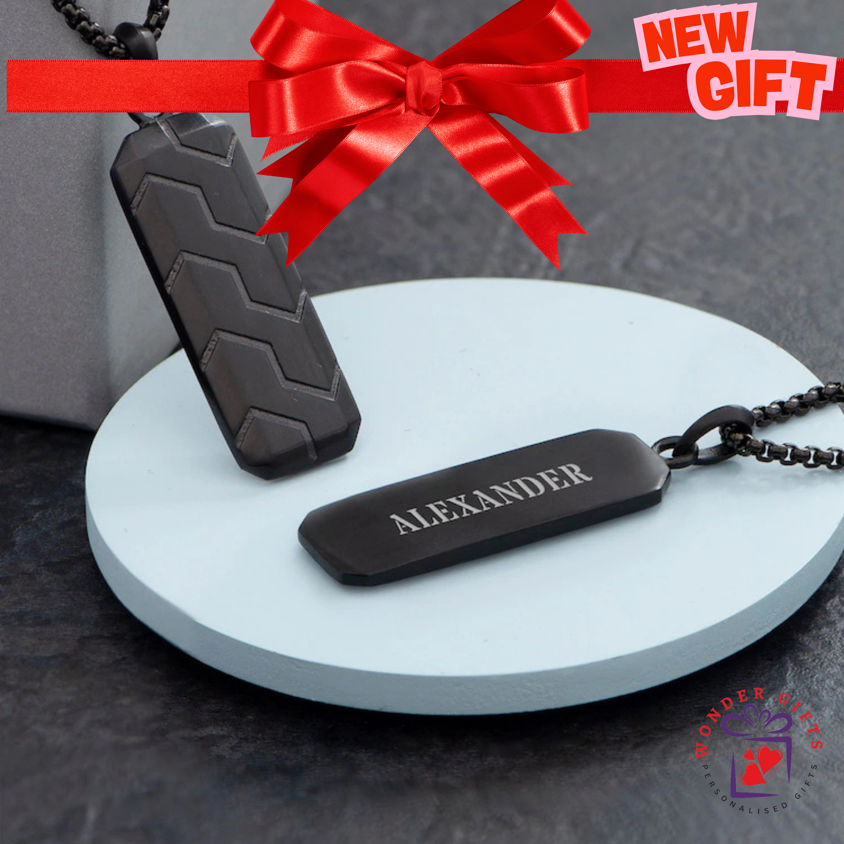 Personalised Men's Black Steel Dog Tag Necklace