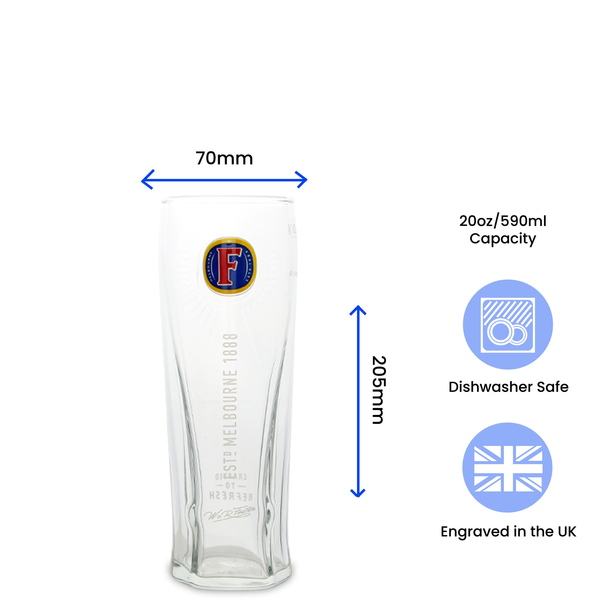 Personalised Fosters Pint Glass – Engraved Beer Glass Gift for Him UK