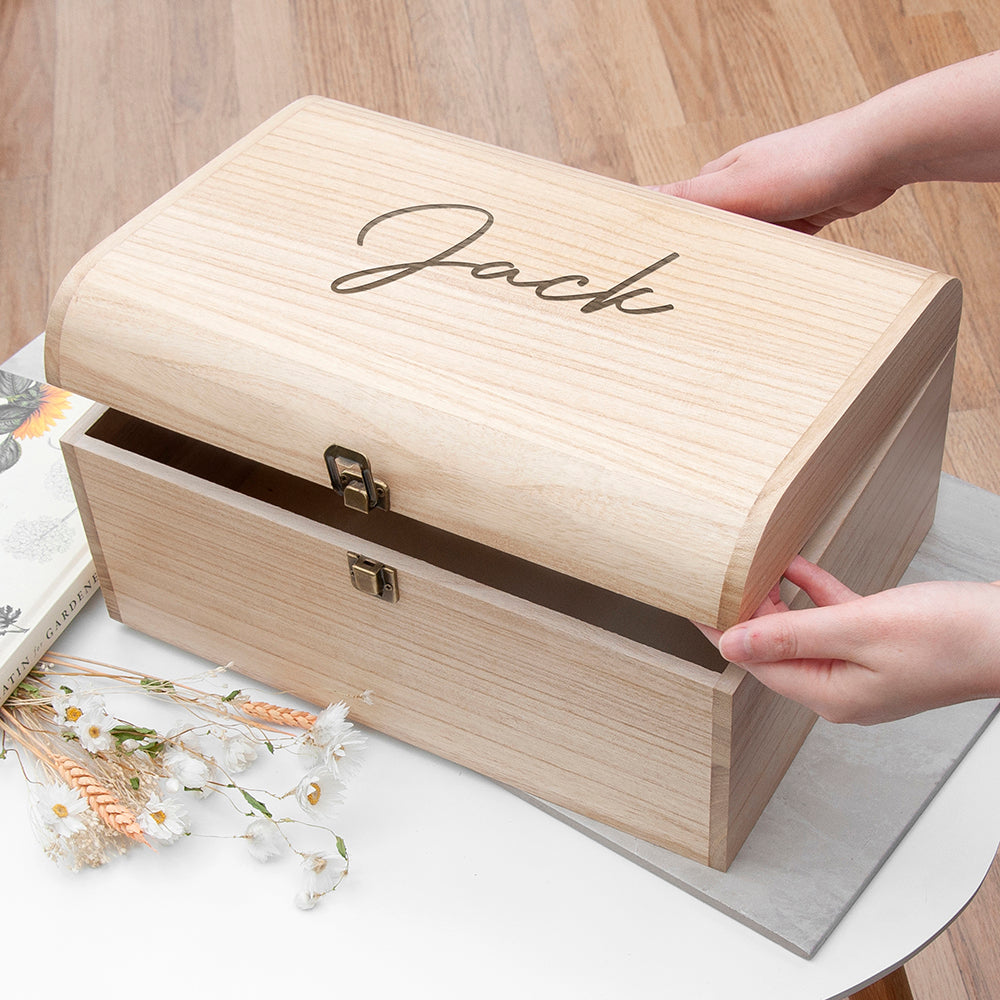 Personalised Engraved Name Keepsake Chest | Custom Memory Box Gift