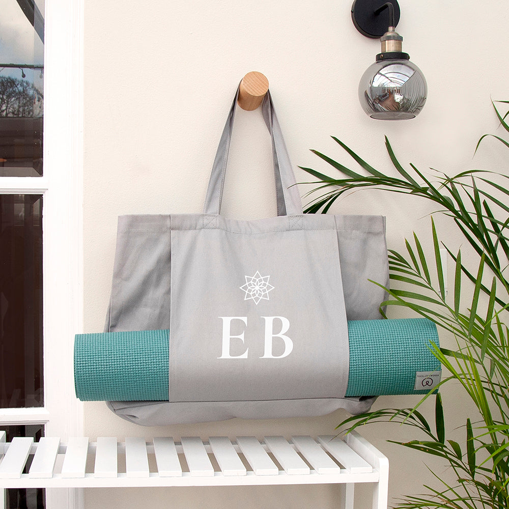 Monogrammed Organic Yoga Tote Bag | Personalised Eco Gym Bag