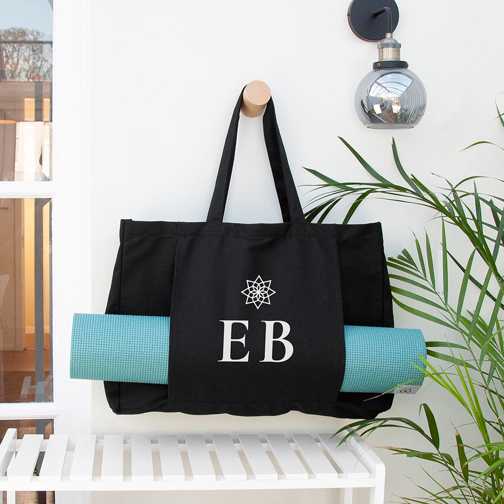 Monogrammed Organic Yoga Tote Bag | Personalised Eco Gym Bag