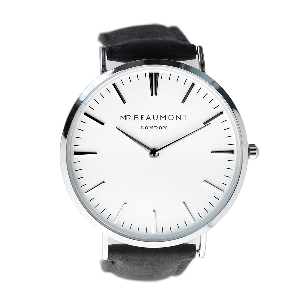 Men's Modern-Vintage Personalised Leather Watch In Black