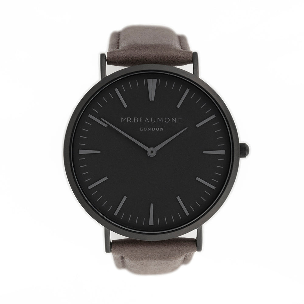 Personalised Men's Modern-Vintage Watch With Black Face in Ash