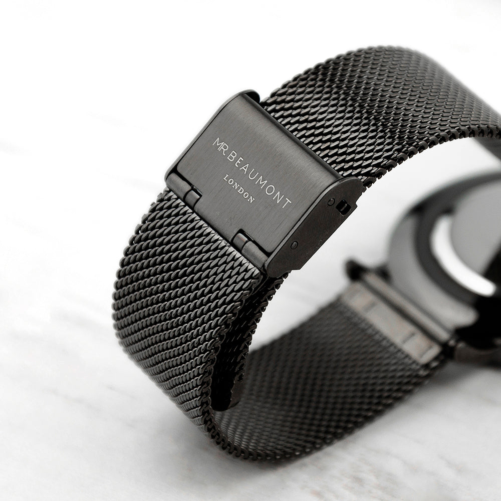 Personalised Men's Metallic Charcoal Grey Watch With Black Face