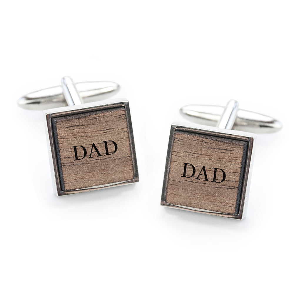 Personalised Monogram Engraved Square Walnut Cufflinks