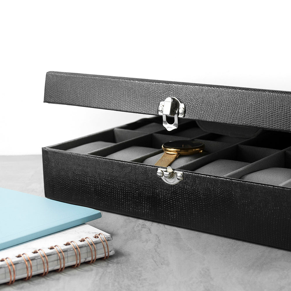 Personalised 12 Piece Watch Box | Custom Engraved Gift for Him | Wonder Gifts