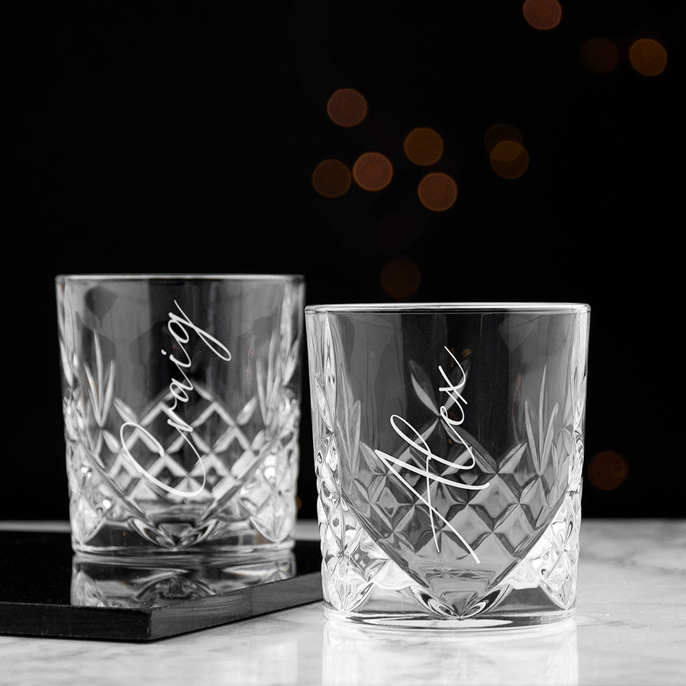 Wonder Gifts Personalised Crystal Whisky Tumbler – Custom Engraved Glass Gift Hand Engraved