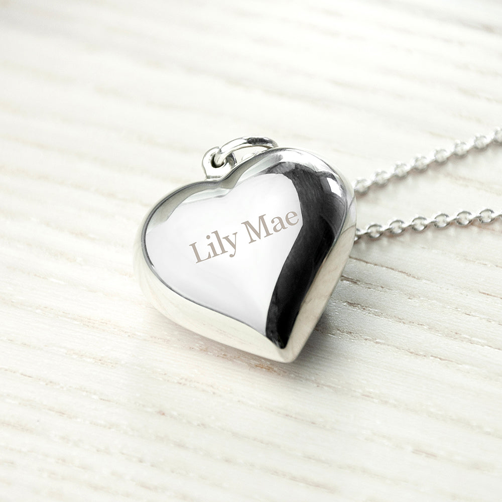 Personalised Cherish Heart Necklace – Custom Engraved Name Pendant Gift for Her