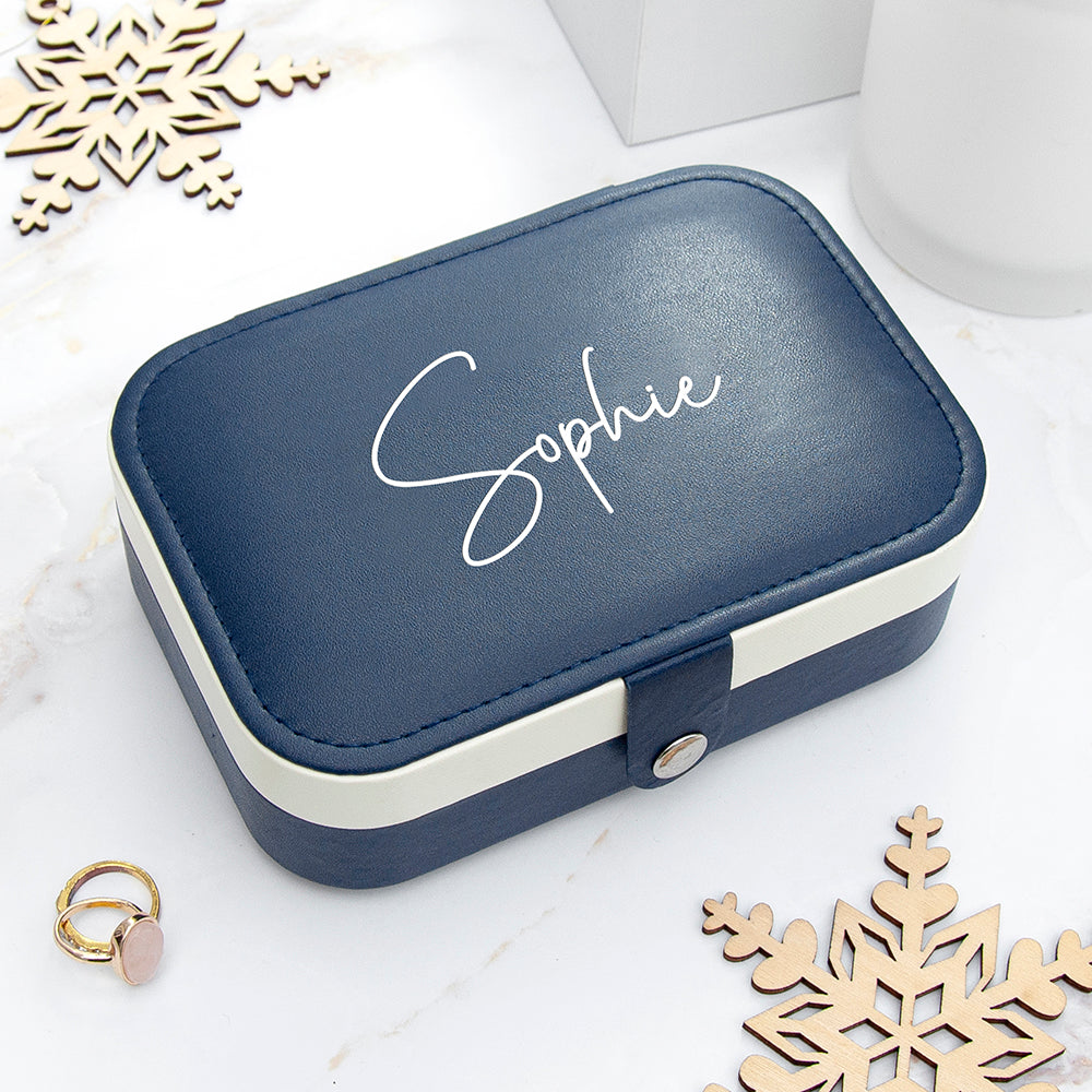 Personalised Midnight Blue Jewellery Case