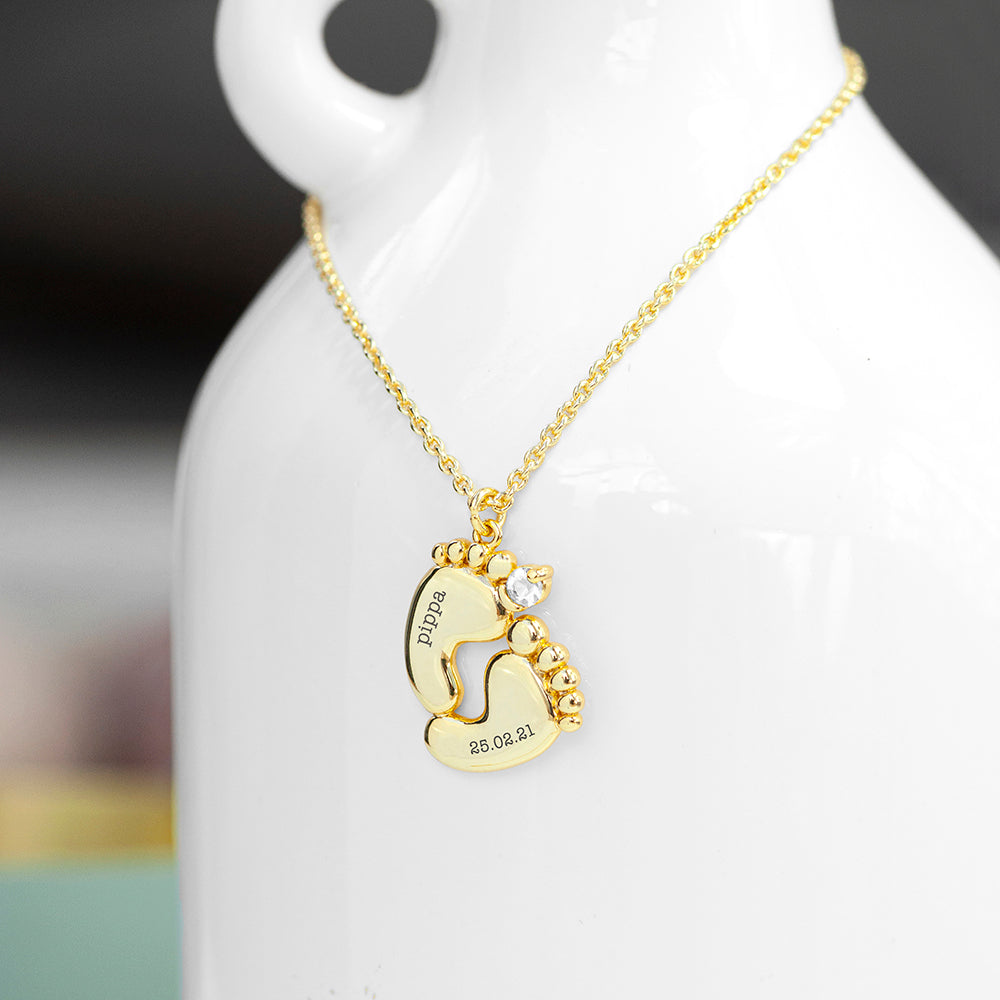 Personalised Baby Feet Plated Necklace