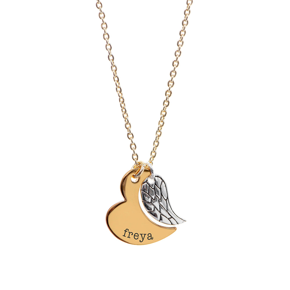 Personalised Heart and Wing Necklace