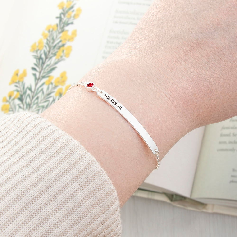 Personalised Silver Birthstone Swarovski Crystal Bracelet | Wonder Gifts