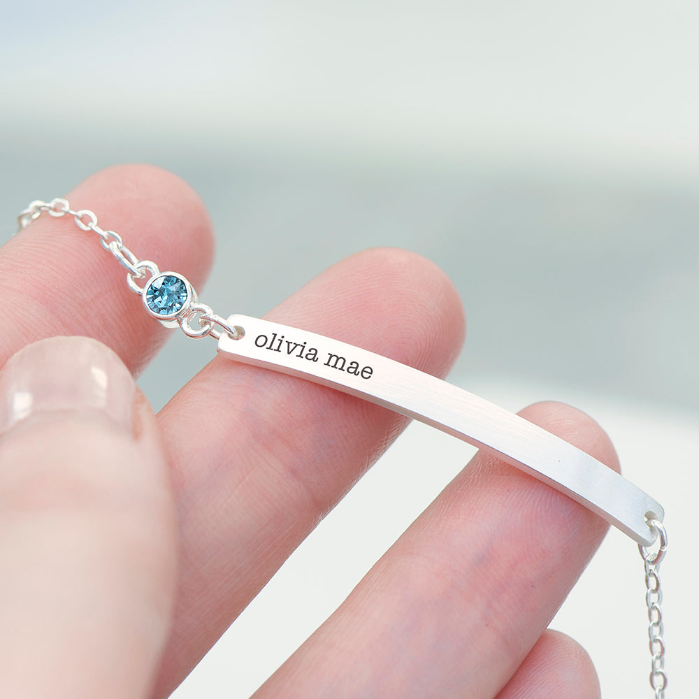 Personalised Silver Birthstone Swarovski Crystal Bracelet | Wonder Gifts