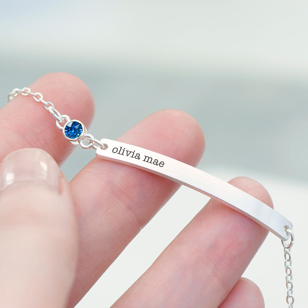 Personalised Silver Birthstone Swarovski Crystal Bracelet | Wonder Gifts