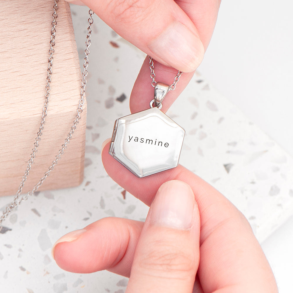 Personalised Hexagonal Photo Locket Necklace | Custom Gift for Her | Wonder Gifts