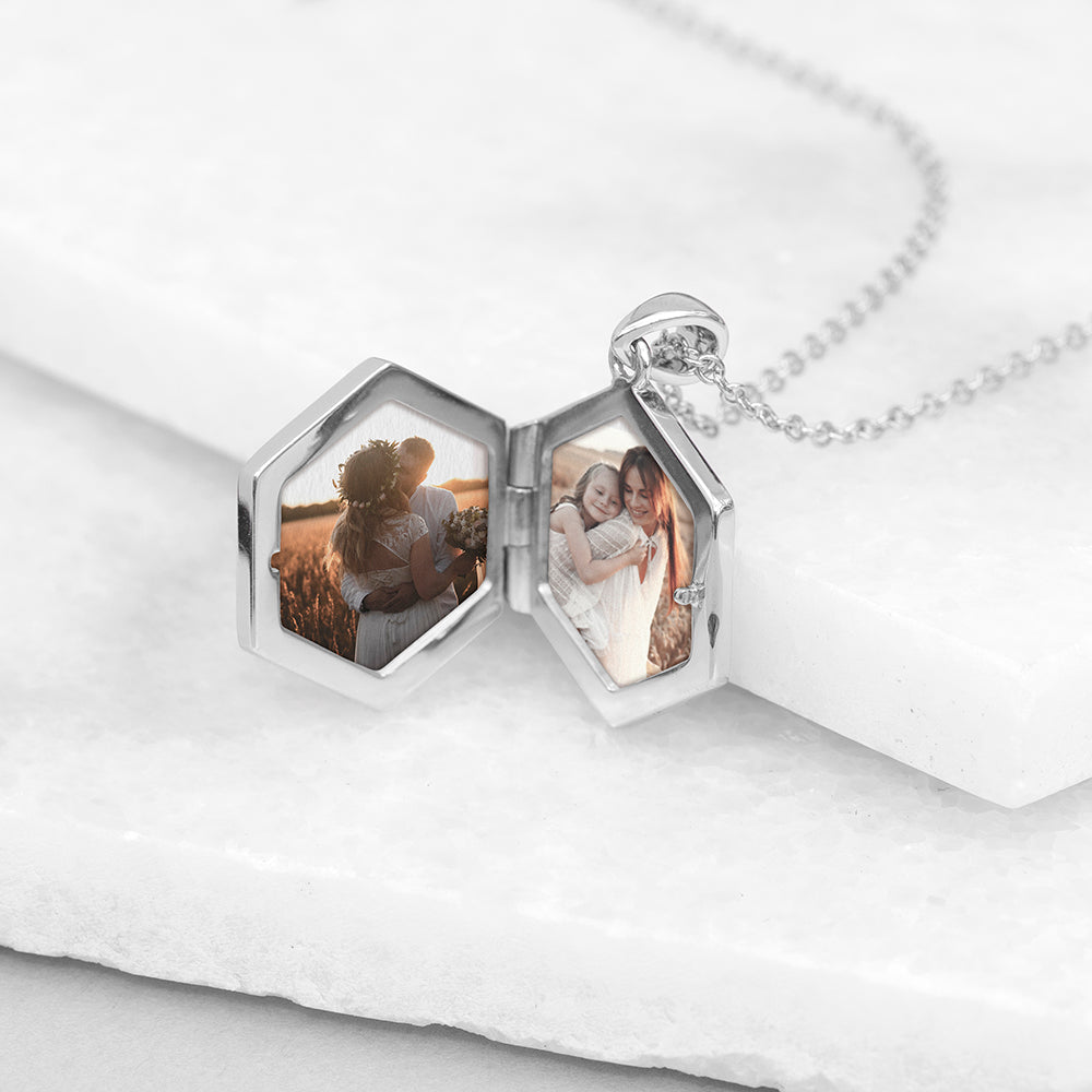 Personalised Hexagonal Photo Locket Necklace | Custom Gift for Her | Wonder Gifts