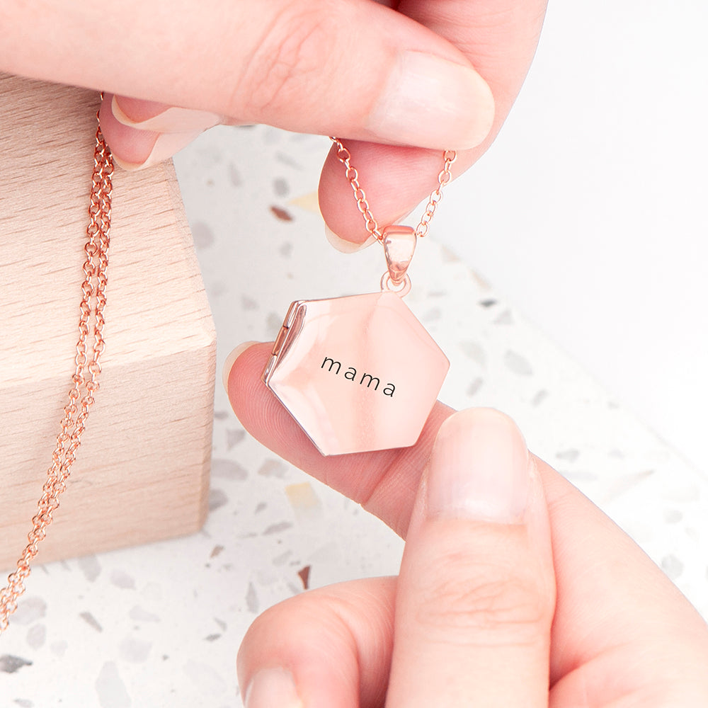 Personalised Hexagonal Photo Locket Necklace | Custom Gift for Her | Wonder Gifts