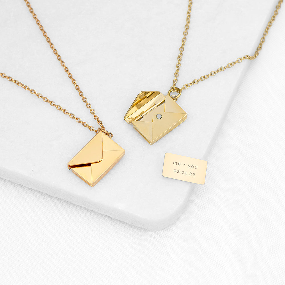 Personalised Secret Message Envelope Necklace | Wonder Gifts UK