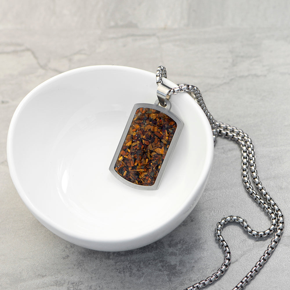 Personalised Men's Tiger's Eye Dog Tag Necklace – Custom Engraved Pendant Gift