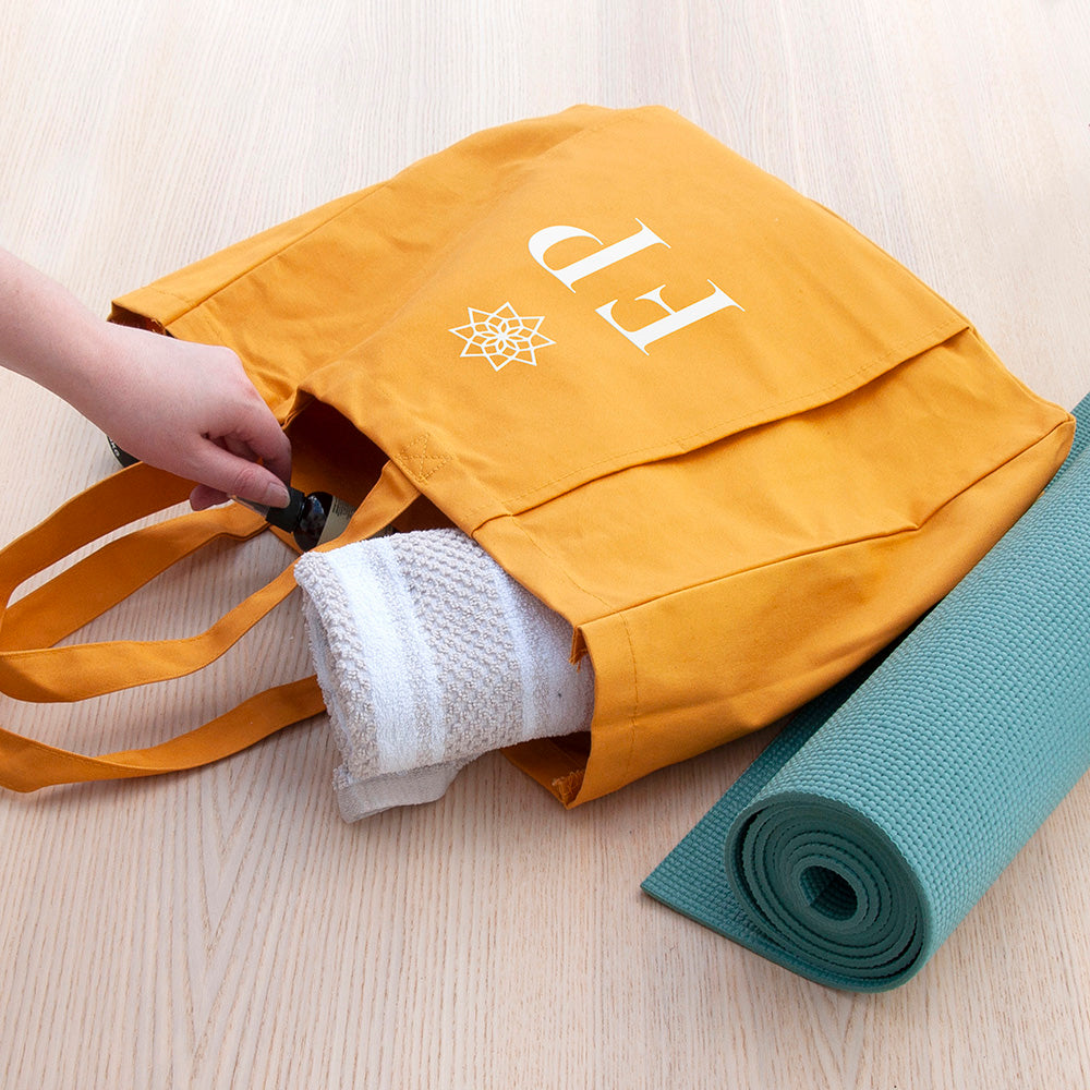 Monogrammed Organic Yoga Tote Bag | Personalised Eco Gym Bag
